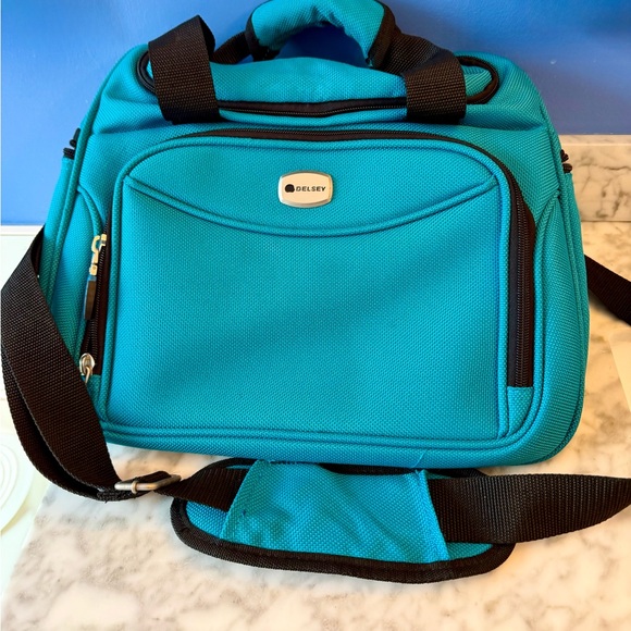 Delsey Paris Handbags - Delsey Luggage Bag Blue Weekender Travel Duffle Carry On Gym Overnight Shoulder
